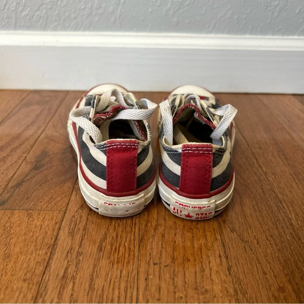 Converse Sneakers American Flag Girls Or Boys Size 12 Red White Blue 4th Of July